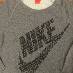 Nike Gray Crewneck Sweatshirt with Black Logo-Red Tag